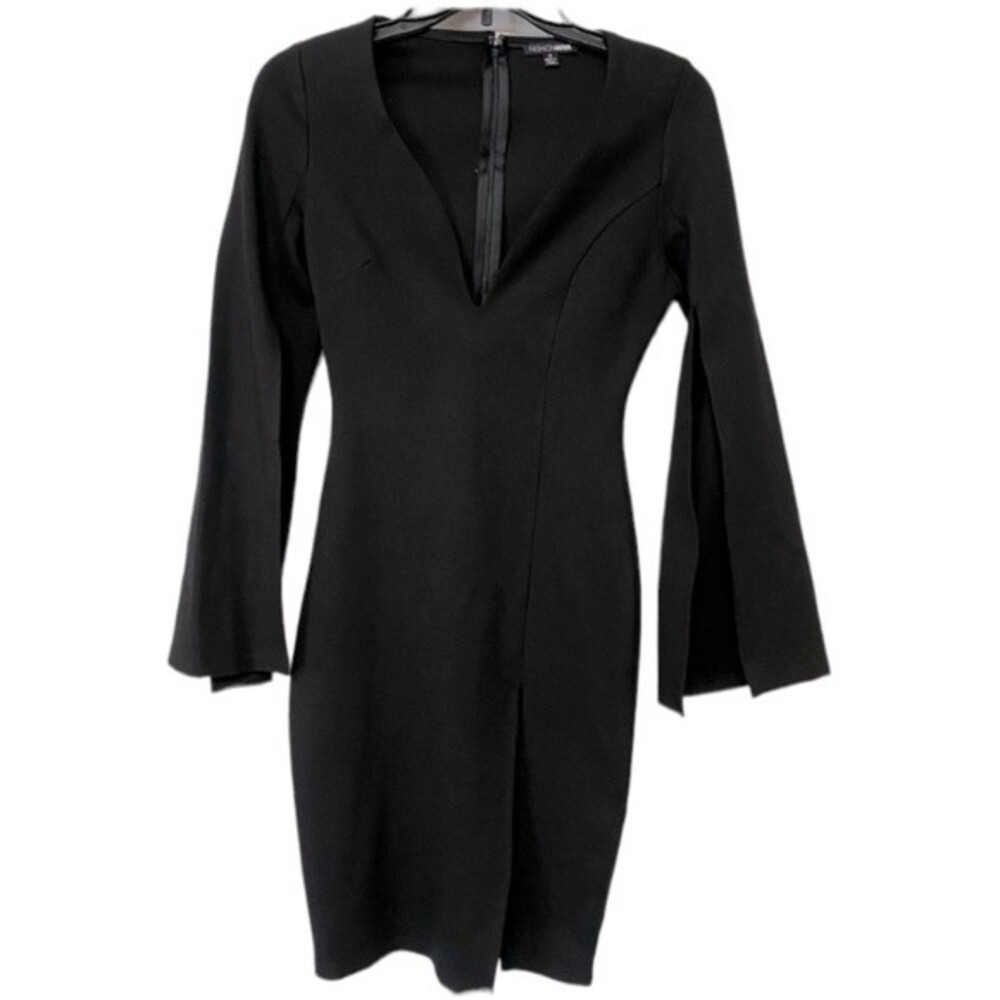 Fashion Nova V-Neck Black Dress-Size XS